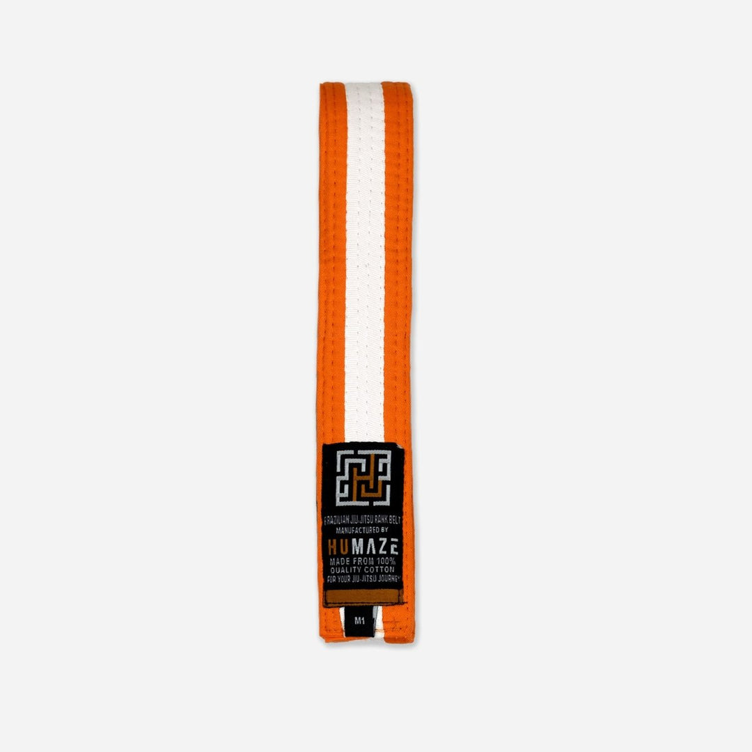 orange kids belt with white strip