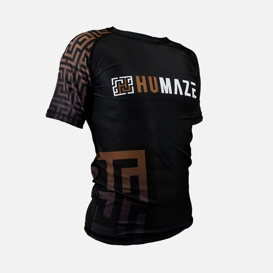 humaze maze ranked rashguard brown short sleeve 